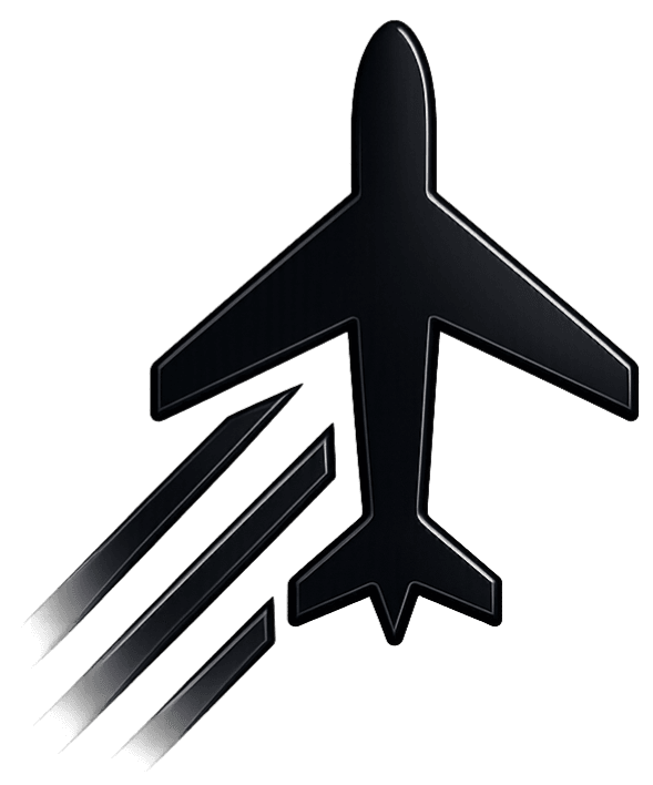 SkyLog logo — an aircraft climbing with three motion trails