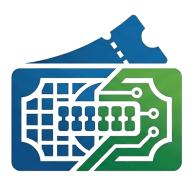 Ticket IT logo — a ticket stub crossed with a circuit board